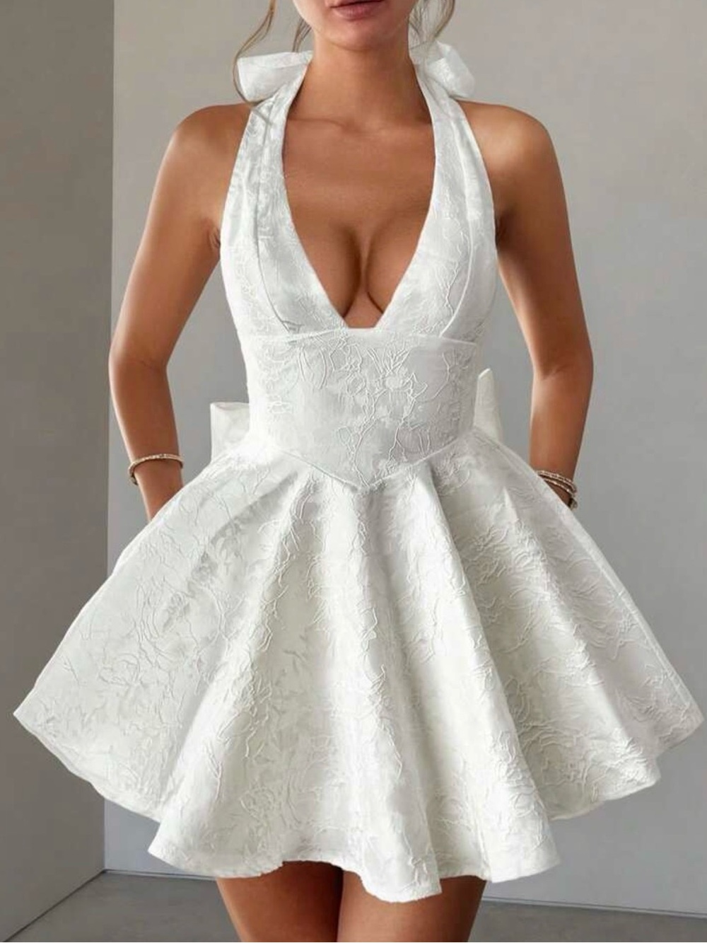 NEW White Halter Mini Dress Size M Bridal Shower Birthday Vacation